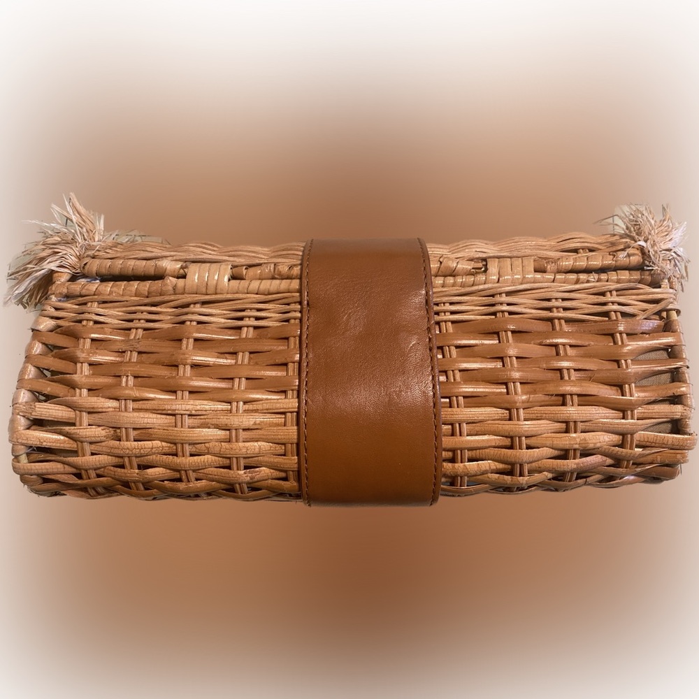 Vineyard Vines Natural Wicker and Leather Miniaudierre Clutch-Handbag-Purse - Picture 2 of 5